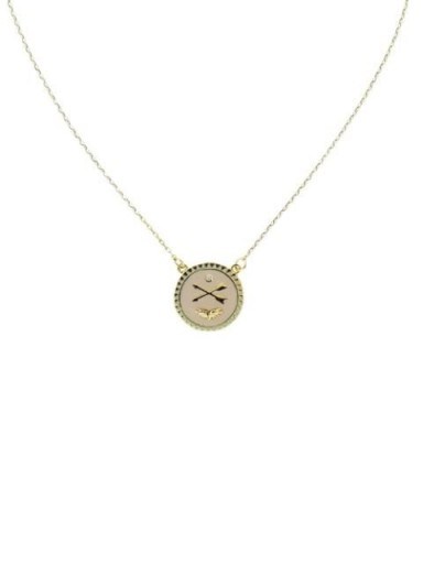 Foundrae 18kt yellow gold Passion diamond medallion necklace / small disc pendants - flipped
