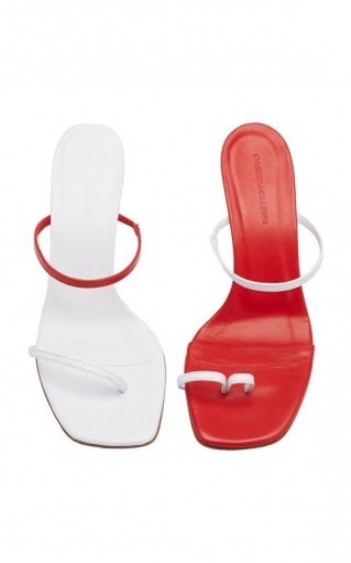 Christopher Esber Fuyao Mismatched Leather Sandals in red and white - flipped