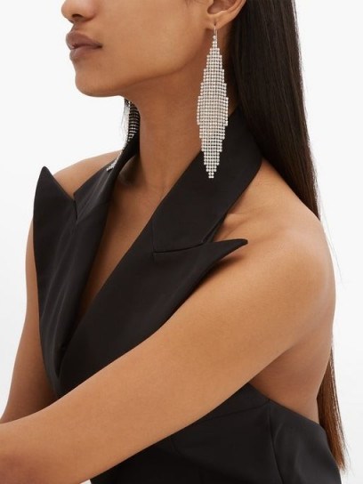 SAINT LAURENT Geometric crystal-mesh earrings ~ geo shapes ~ glamour - flipped