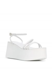 GIANVITO ROSSI Bekah wedge sandals / chunky heeled white leather sandal