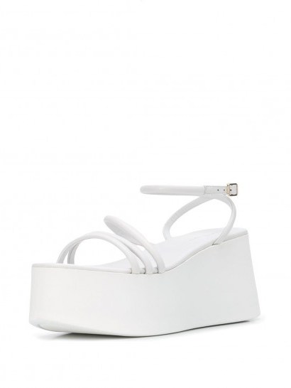 GIANVITO ROSSI Bekah wedge sandals / chunky heeled white leather sandal - flipped