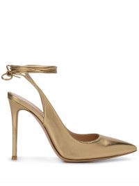 Gianvito Rossi Irene leather pumps / gold leather courts