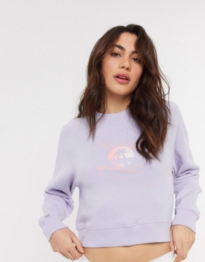 Gilly Hicks lounge wear sweater in purple / California Dreaming slogan tops - flipped