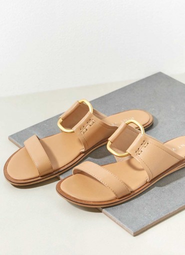 MINT VELVET Gina Camel Leather Sandals | LUXURY LOOK SUMMER FLATS