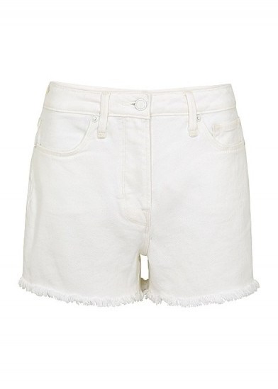 GOOD AMERICAN Porkchop white denim shorts | frayed hems - flipped