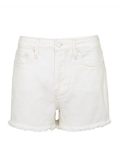 GOOD AMERICAN Porkchop white denim shorts | frayed hems