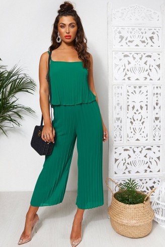 THE FASHION BIBLE GREEN CULOTTE FRILL JUMPSUIT – cami style jumpsuits