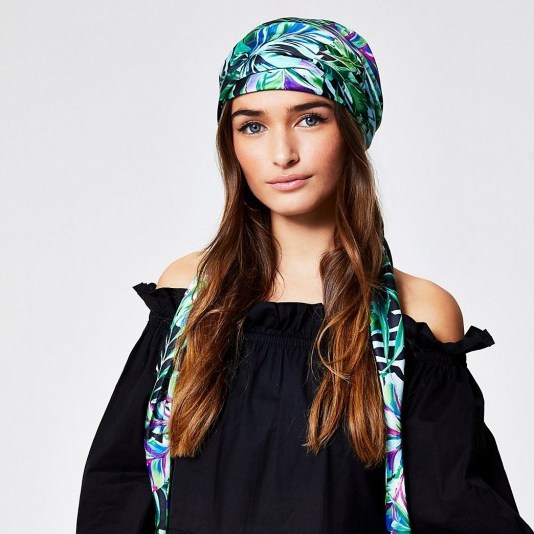 River Island Green floral print headscarf | head scarves - flipped