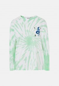MISSGUIDED green tie dye snake graphic t shirt / long sleeve tee