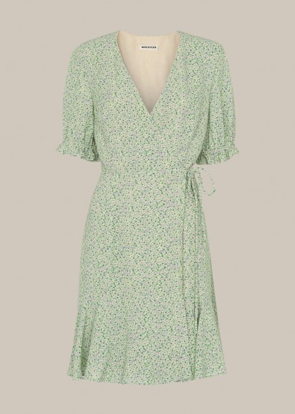 WHISTLES ENGLISH GARDEN WRAP DRESS / green ditsy print dresses