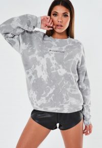 MISSGUIDED grey tie dye missguided sweatshirt / logo sweat tops