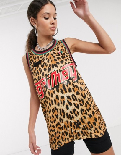 Grimey vest dress in leopard print with logo / animal print mini