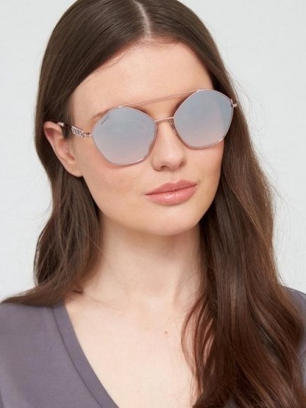 Guess GU7644 Geometric Sunglasses – Lilac – very.co.uk - flipped