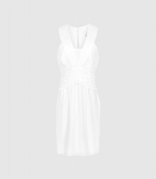 Reiss GWEN RUCHED MINI DRESS WHITE ~ summer party wear