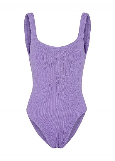 HUNZA G Classic lilac seersucker swimsuit ~ purple swimsuits