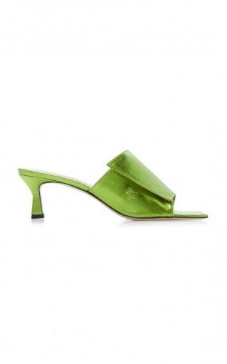 Wandler Isa Metallic green-Leather Sandals - flipped