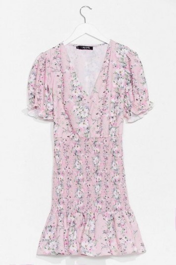 Nasty Gal It’s Always a Bud Time Floral Mini Dress Pink - flipped