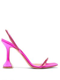 AMINA MUADDI Jade hot-pink gem-embellished satin sandals