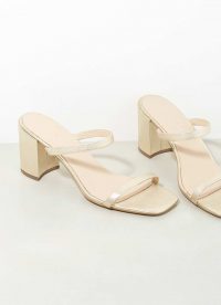 MINT VELEVET Jay Gold Mule Heeled Sandals | double strap mules