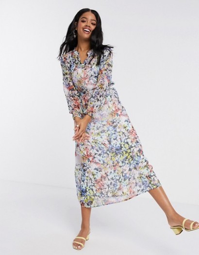 JDY midi shirt dress in smudge floral