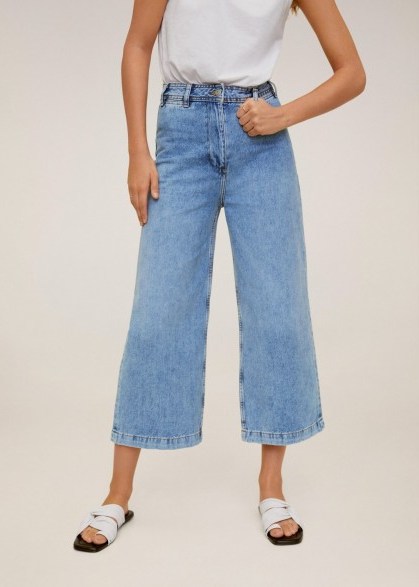 MANGO CARLOTA Jeans culotte high waist medium blue - flipped