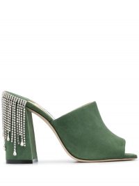 Jimmy Choo Baia 100mm mules in cactus green suede