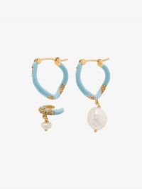 Joanna Laura Constantine Waves Gold-Plated Pearl Hoop Earrings ~ mismatched earring set