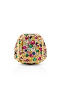 Aisha Baker 18K Yellow Gold Disco Ring ~ chunky multicolored gemstone rings