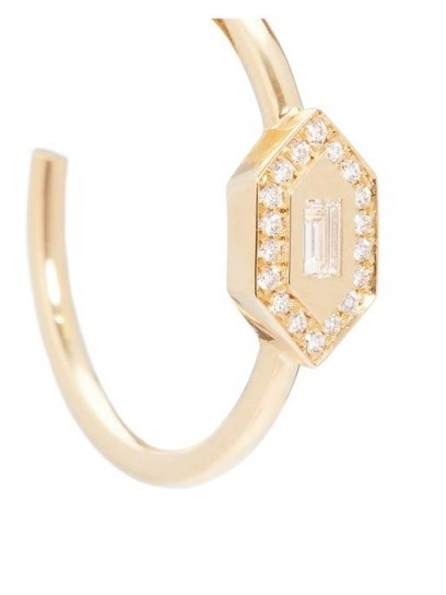 AZLEE 18kt gold & diamond hexagon motif hoop earrings ~ luxe hoops - flipped