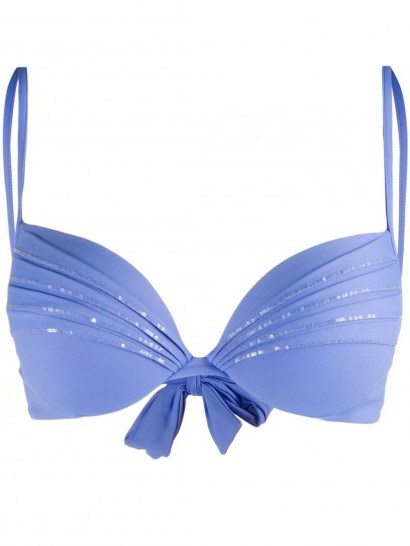 La Perla Conchiglia bikini top sky blue / sequinned bikinis - flipped
