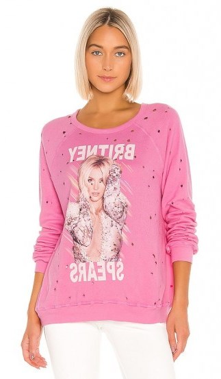 Lauren Moshi Darby Sweatshirt Party Pink / Britney Spears print sweat top - flipped