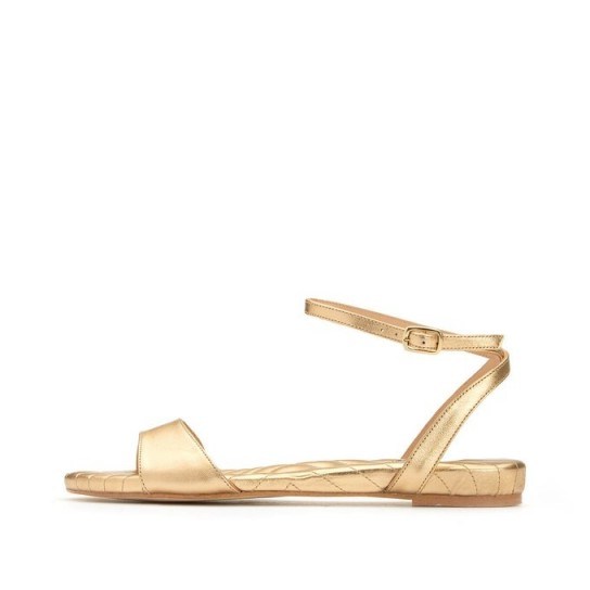 VANESSA SEWARD X LA REDOUTE COLLECTIONS Leather Flat Sandals in gold - flipped