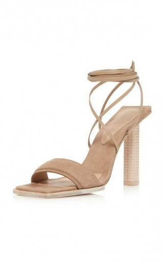 Jacquemus Les Adours Hautes Leather Sandals / strappy neutral squared off sandal - flipped