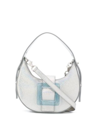 LES PETITS JOUEURS buckle-detail shoulder bag in metallic-silver leather | cute handbags