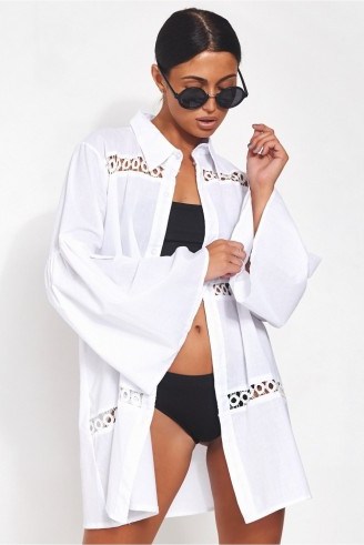 The Fashion Bible LIMITED EDITION WHITE OVERSIZED BEACH SHIRT | chic cover up - flipped