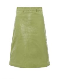 DODO BAR OR Lolita green crocodile-effect leather skirt