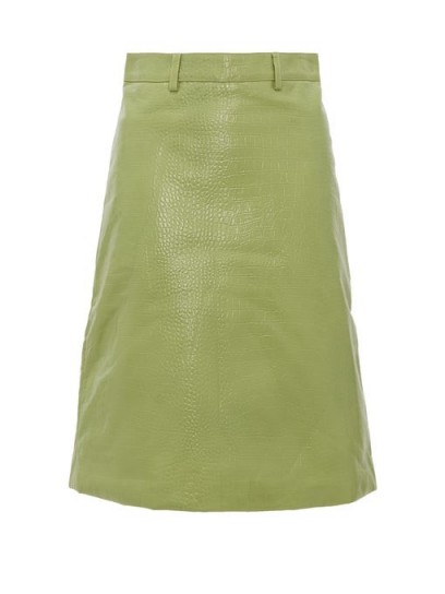 DODO BAR OR Lolita green crocodile-effect leather skirt