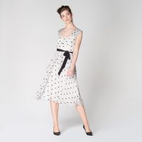 L.K. BENNETT LOTTIE MONOCHROME SPOT PRINT TIERED DRESS / vintage style dresses
