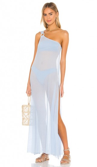 lovewave Demi Dress vista blue ~ sheer one shoulder pool dresses ~ beach bar fashion