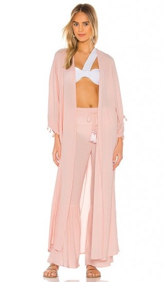 lovewave The Hallie Maxi Robe light pink ~ sheer pool side robes ~ long cover-ups - flipped