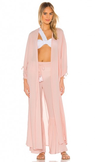 lovewave The Hallie Maxi Robe light pink ~ sheer pool side robes ~ long cover-ups