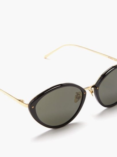 LINDA FARROW Lucy cat-eye acetate sunglasses | oval frames | black tinted lenses - flipped
