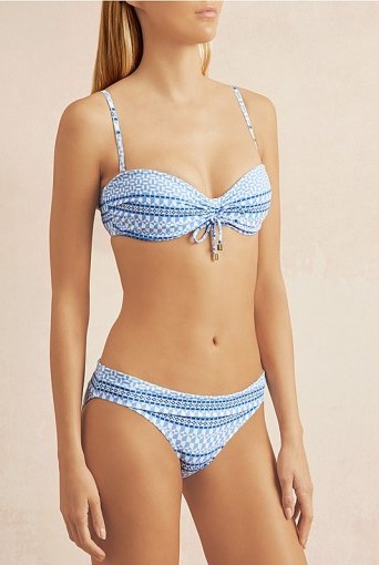 heidi klein Malta Structured Bandeau Bikini ~ blue mosaic-inspired print bikinis - flipped