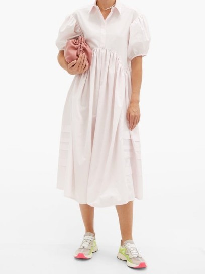 CECILIE BAHNSEN Margo pintucked cotton-poplin midi shirt dress ~ voluminous summer dresses