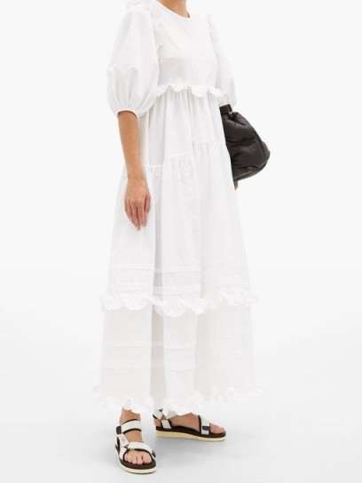 CECILIE BAHNSEN Marina ruffled cotton-poplin dress ~ white frill trimmed summer dresses