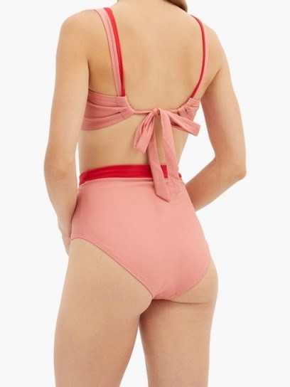 CASA RAKI Marina square-neck bikini top ~ pink tie back bikinis - flipped