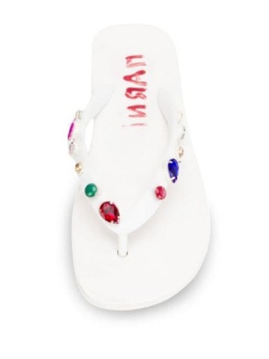 Marni crystal-embellished flip flops ~ white designer flip flop - flipped