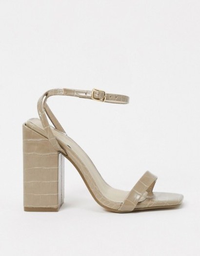 Missguided block heel sandal in sage croc - flipped