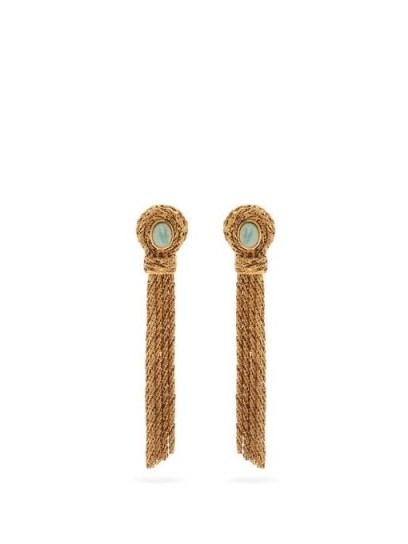 AURÉLIE BIDERMANN Mizuhiki amazonite-embellished drop clip earrings - flipped