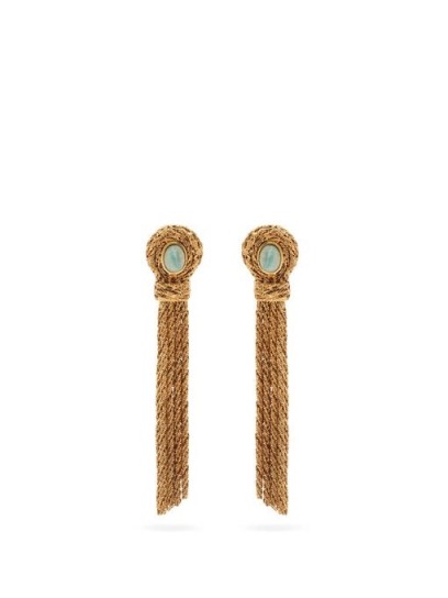 AURÉLIE BIDERMANN Mizuhiki amazonite-embellished drop clip earrings